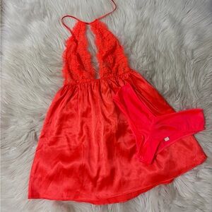 Victoria’s Secret Satiny Babydoll Slip and Panty Xs/S